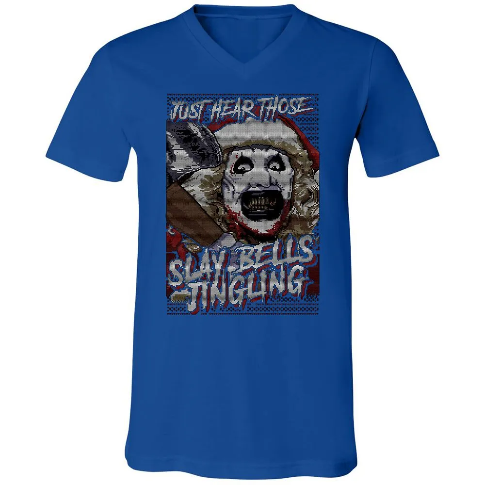 Slay Bells Jingling Unisex V-Neck T-Shirt - True Royal - 4