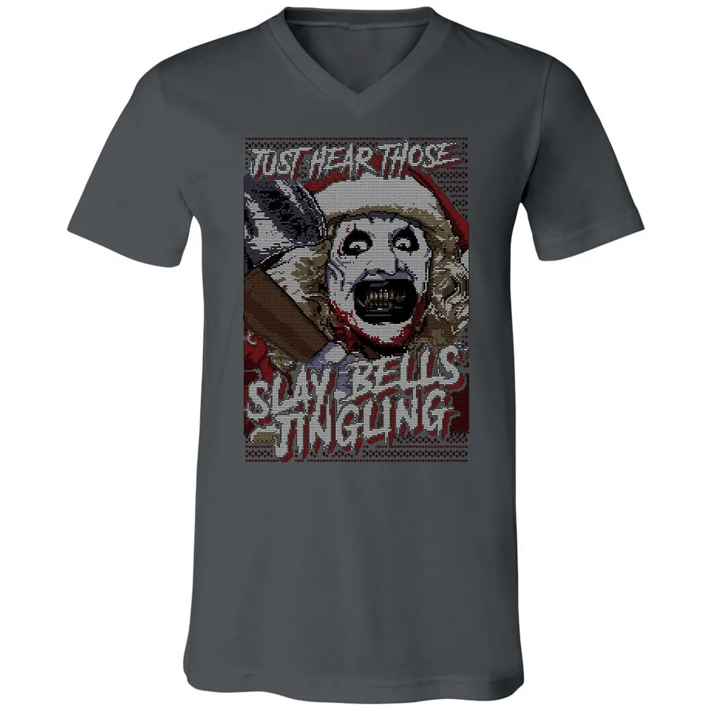 Slay Bells Jingling Unisex V-Neck T-Shirt - Asphalt - 12