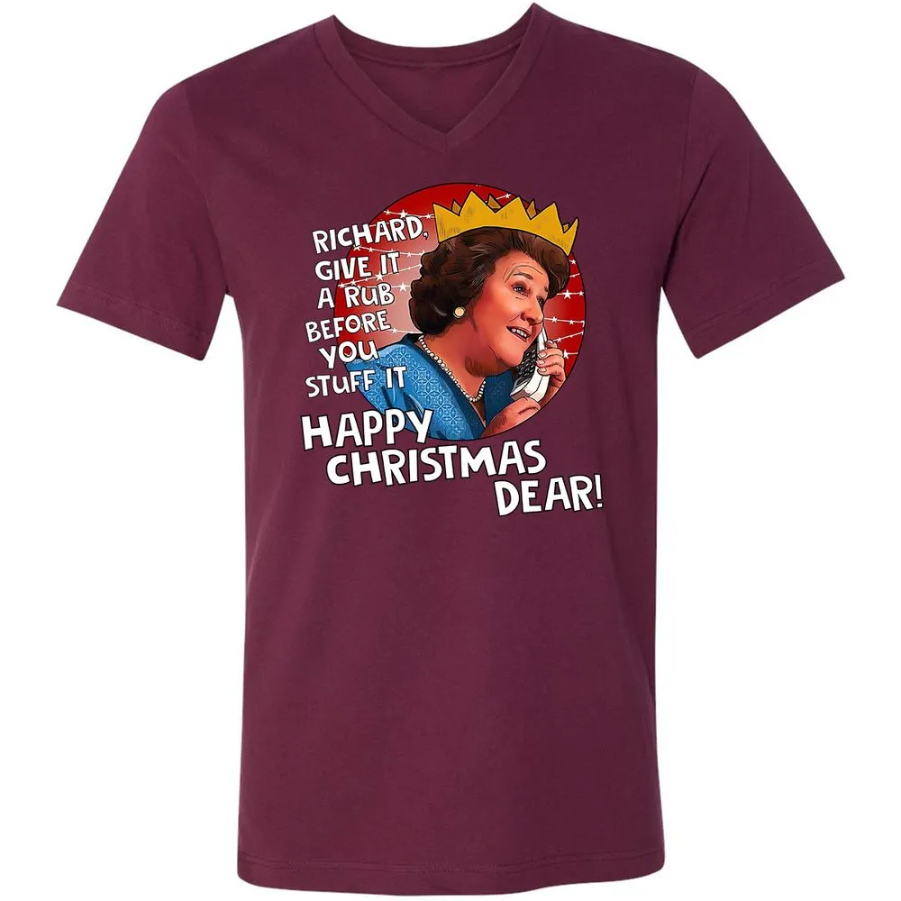 Unisex V-Neck T-Shirt - CL4WFWLW - Maroon - 6