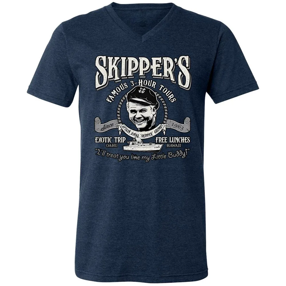 Unisex V-Neck T-Shirt - 6EMFXW75 - Heather Navy - 15