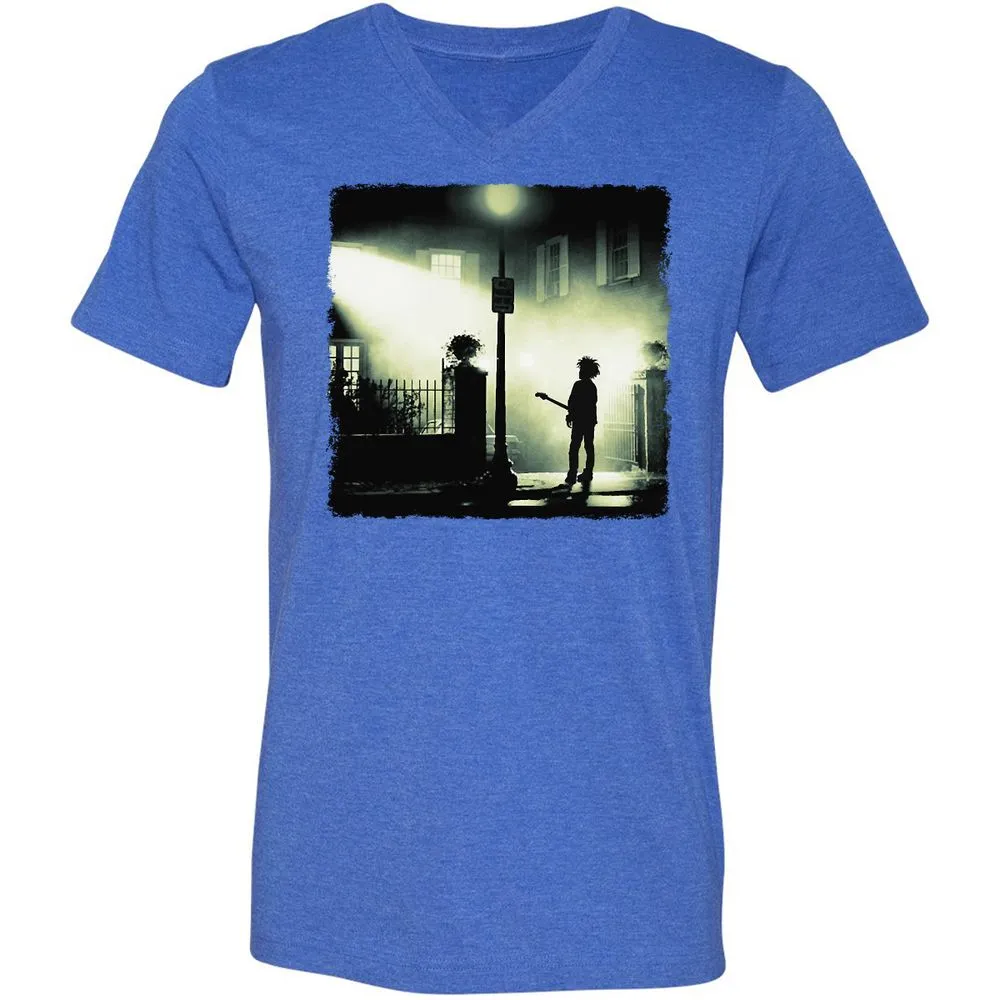 Unisex V-Neck T-Shirt - HYX4YM3F - Heather True Royal - 14