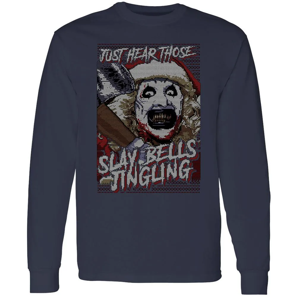 Slay Bells Jingling Long Sleeve T-Shirt - Navy - 2