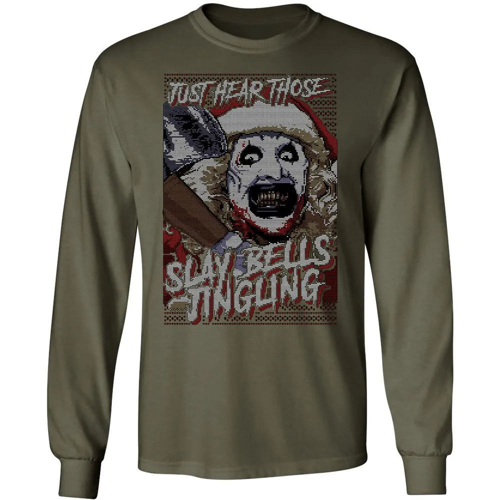 Slay Bells Jingling Long Sleeve T-Shirt - Military Green - 16