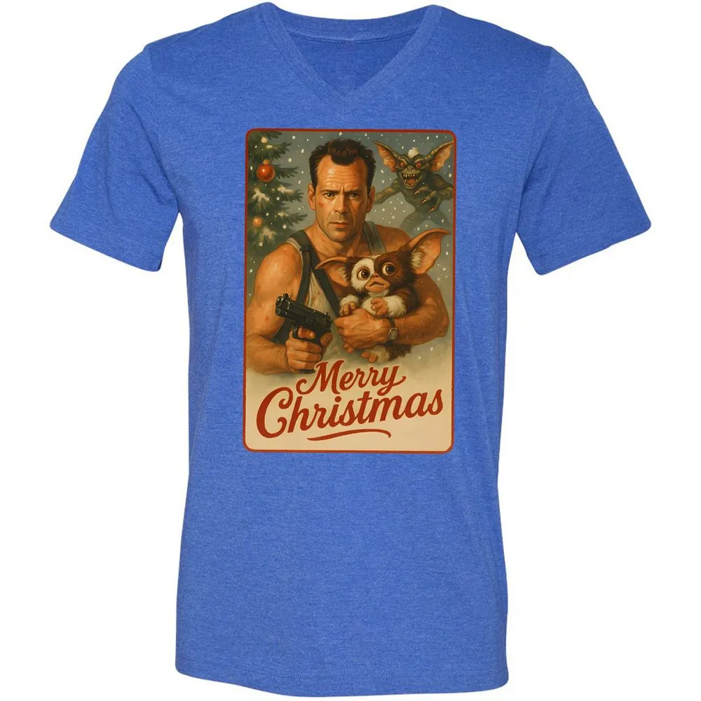 Unisex V-Neck T-Shirt - EXZZCXXL - Heather True Royal - 14