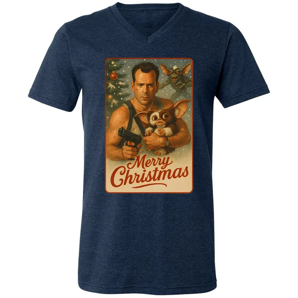 Unisex V-Neck T-Shirt - EXZZCXXL - Heather Navy - 15