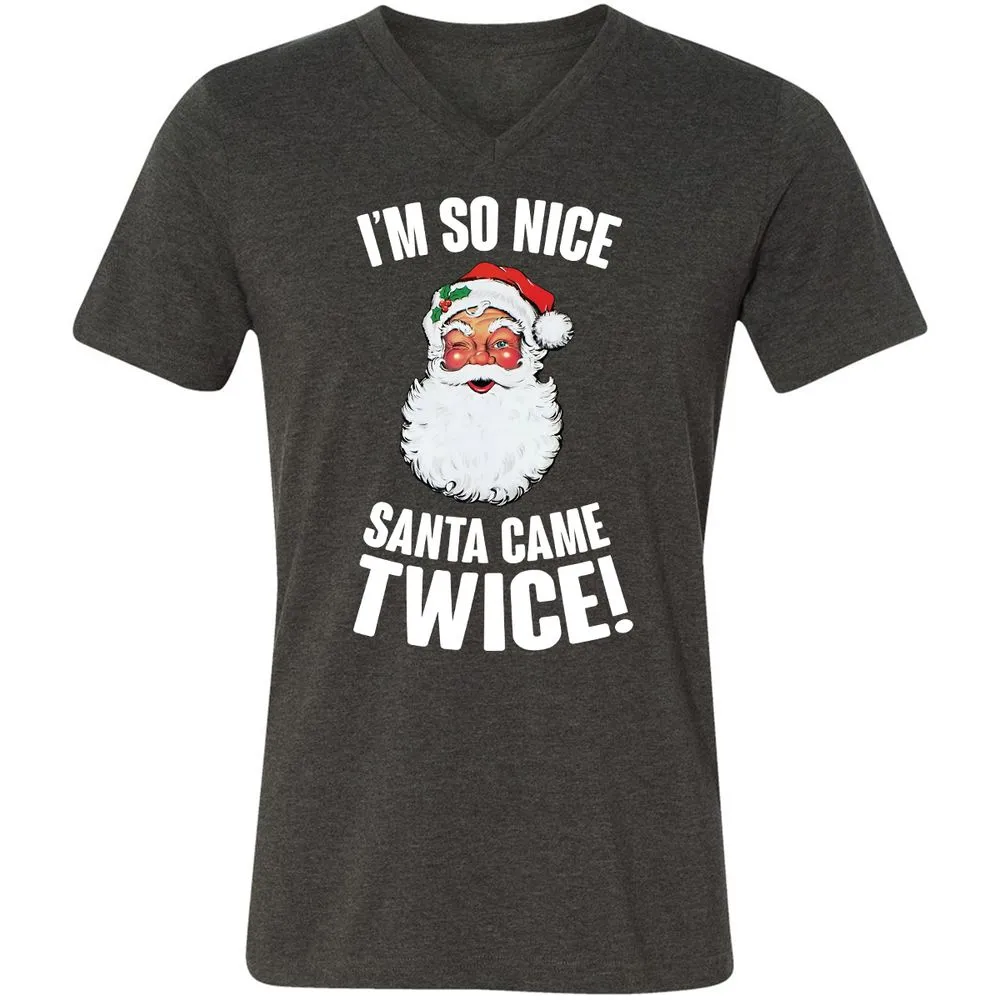 I'm So Nice Santa Came Twice! - Dark Grey Heather - 8