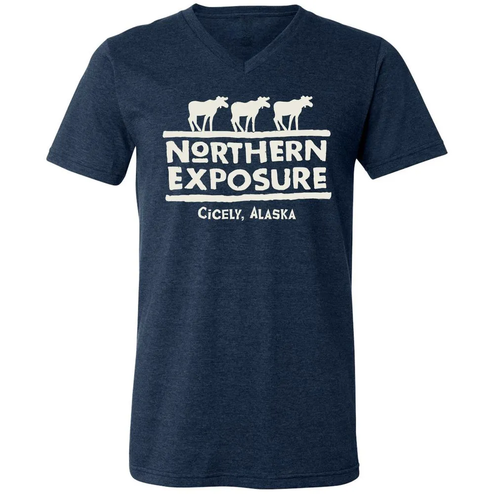 Unisex V-Neck T-Shirt - 9LMJQAS6 - Heather Navy - 15