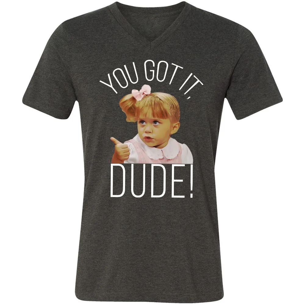 Unisex V-Neck T-Shirt - R96VH3GD - Dark Grey Heather - 8