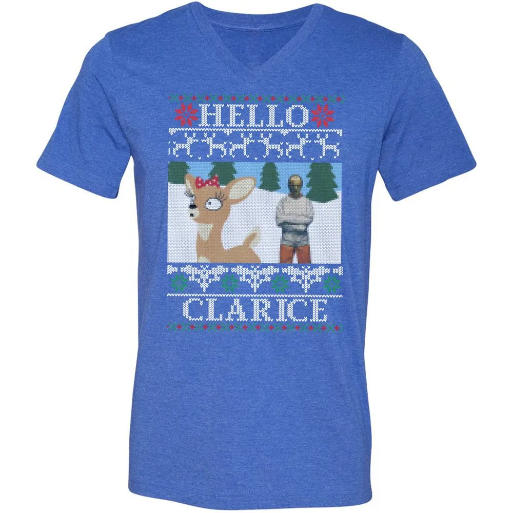 Unisex V-Neck T-Shirt - CLJSDPDF - Heather True Royal - 14