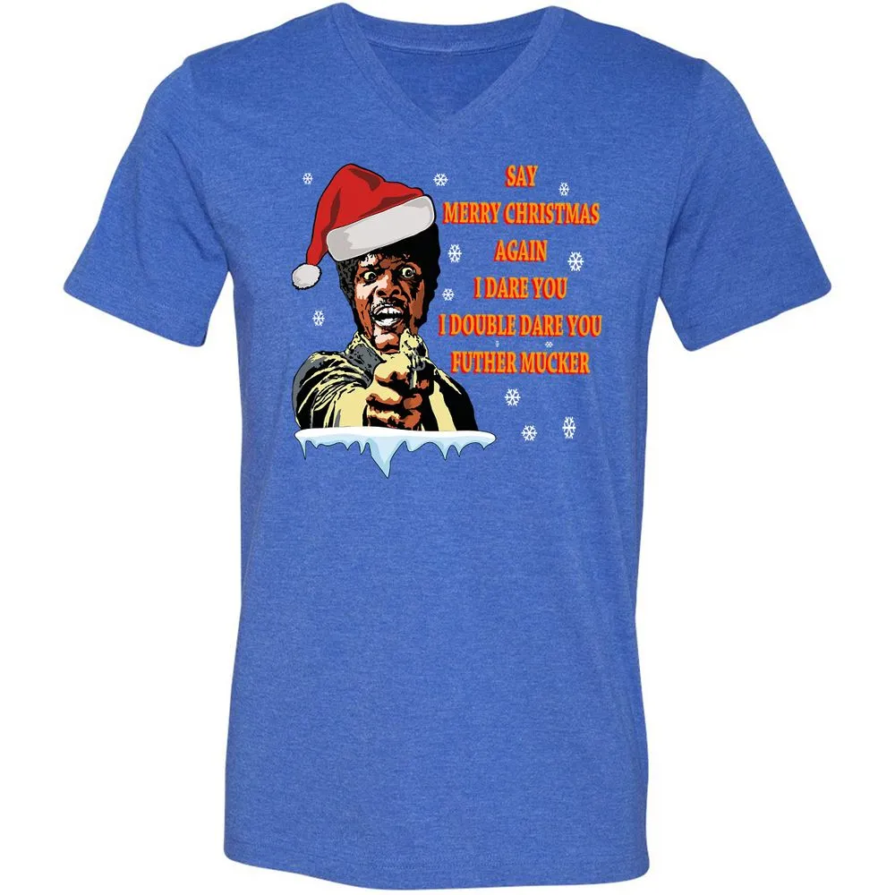 Unisex V-Neck T-Shirt - FHMH5ACD - Heather True Royal - 14