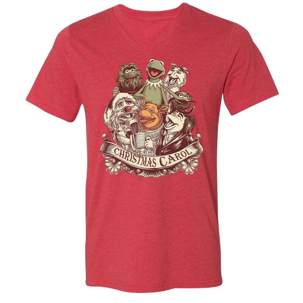 Unisex V-Neck T-Shirt - P4CERMPR - Heather Red - 16