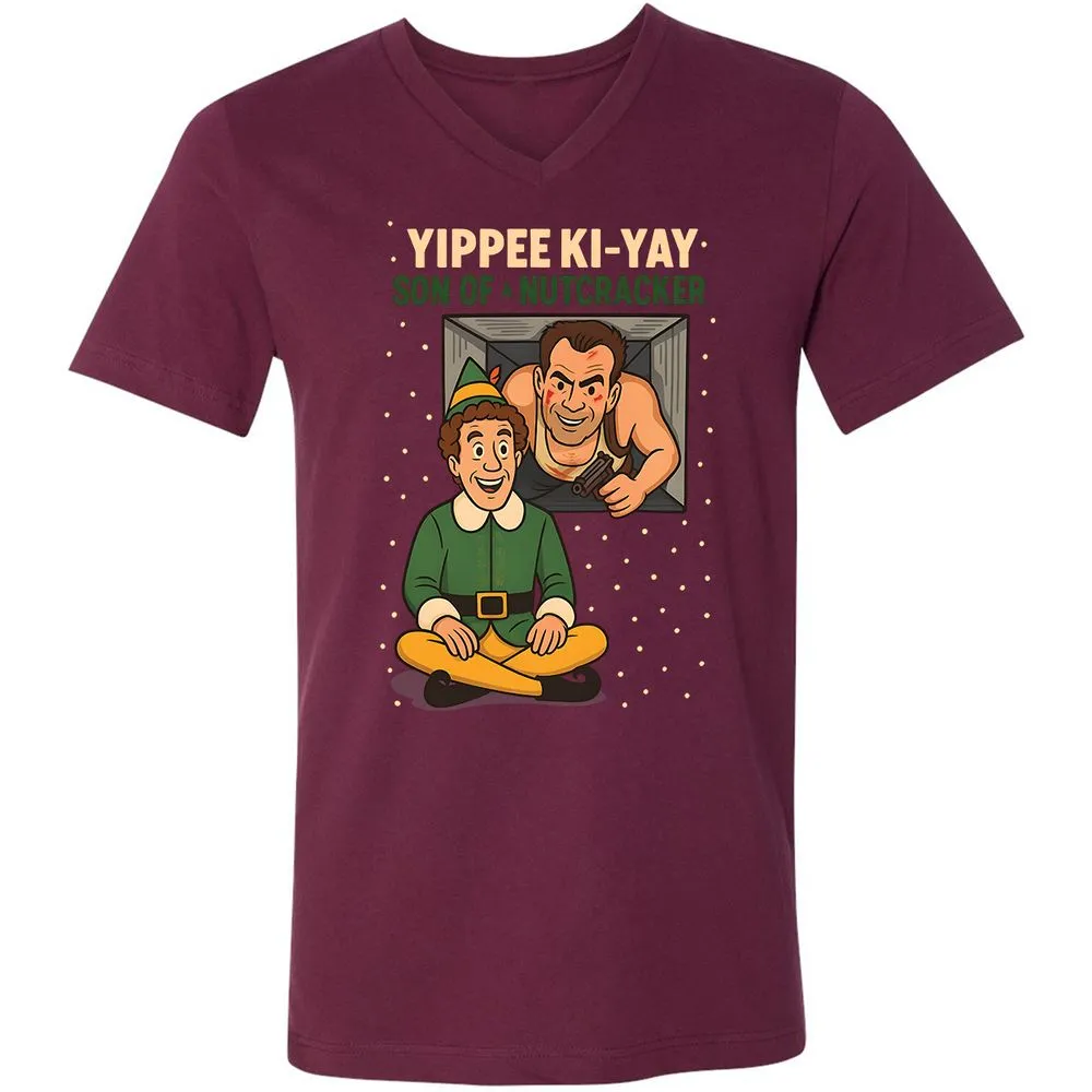 Unisex V-Neck T-Shirt - XKWK27BP - Maroon - 6