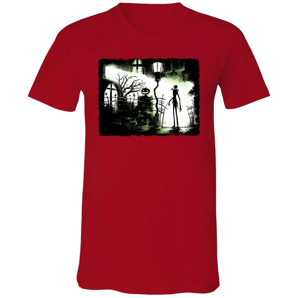 Unisex V-Neck T-Shirt - Black - Red - 3