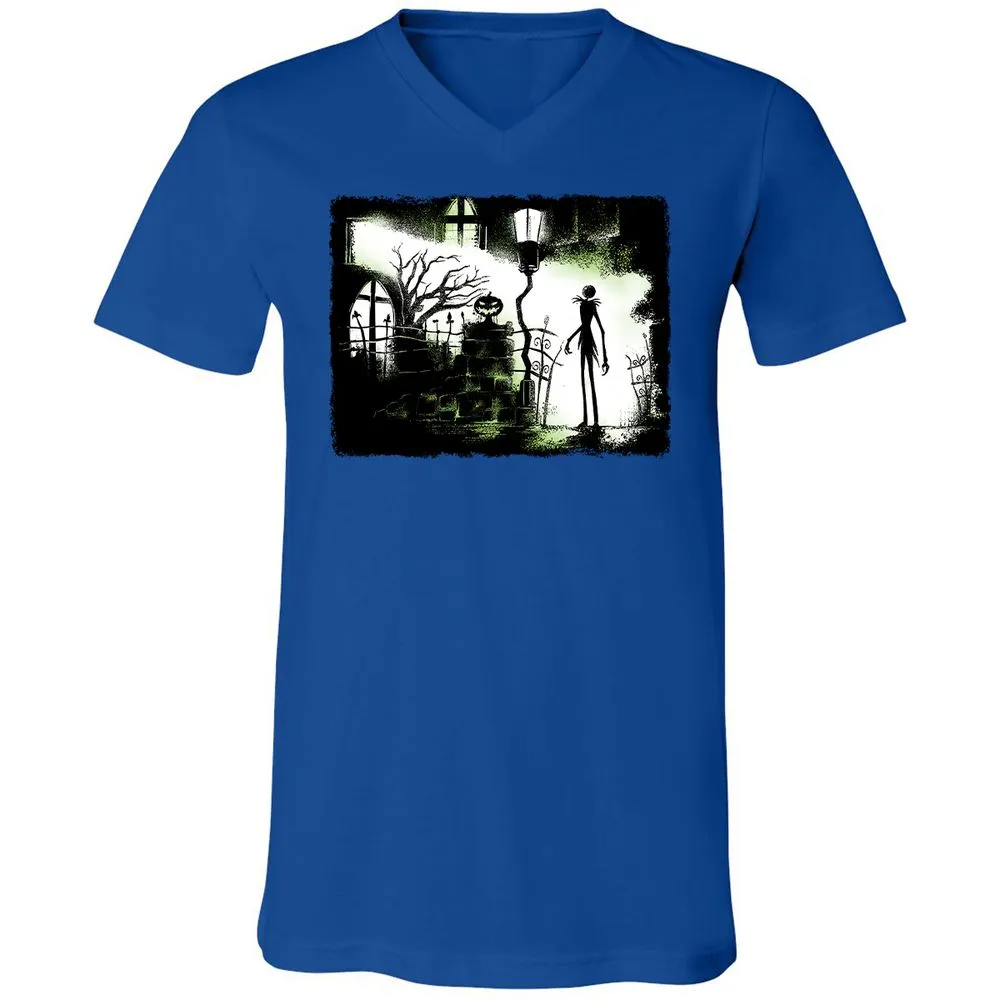 Unisex V-Neck T-Shirt - Black - True Royal - 4