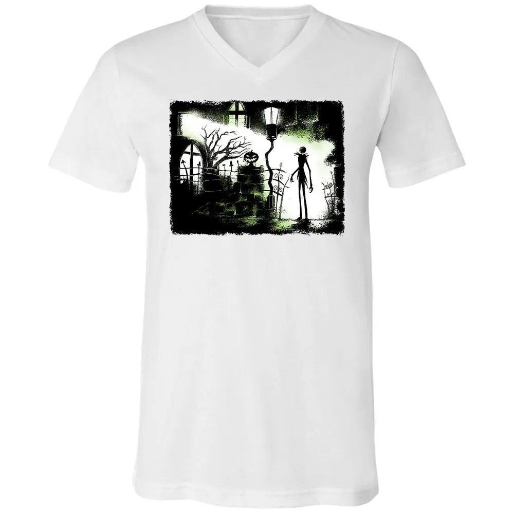 Unisex V-Neck T-Shirt - Black - White - 5