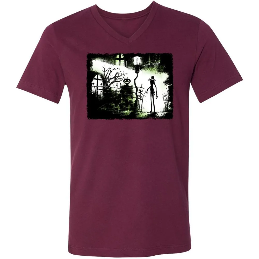 Unisex V-Neck T-Shirt - Black - Maroon - 6