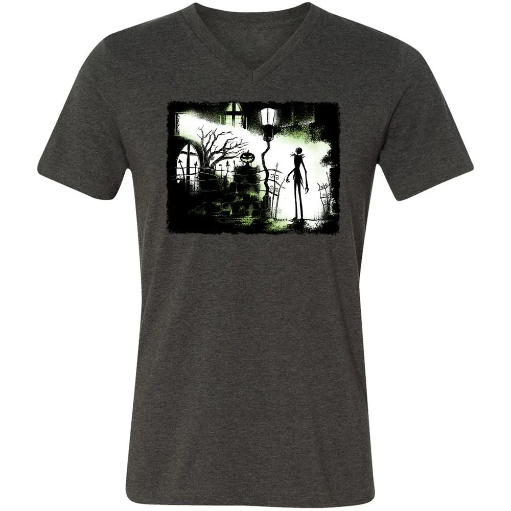 Unisex V-Neck T-Shirt - Black - Dark Grey Heather - 8