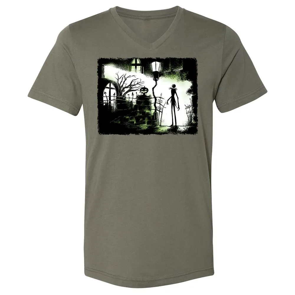 Unisex V-Neck T-Shirt - Black - Military Green - 10