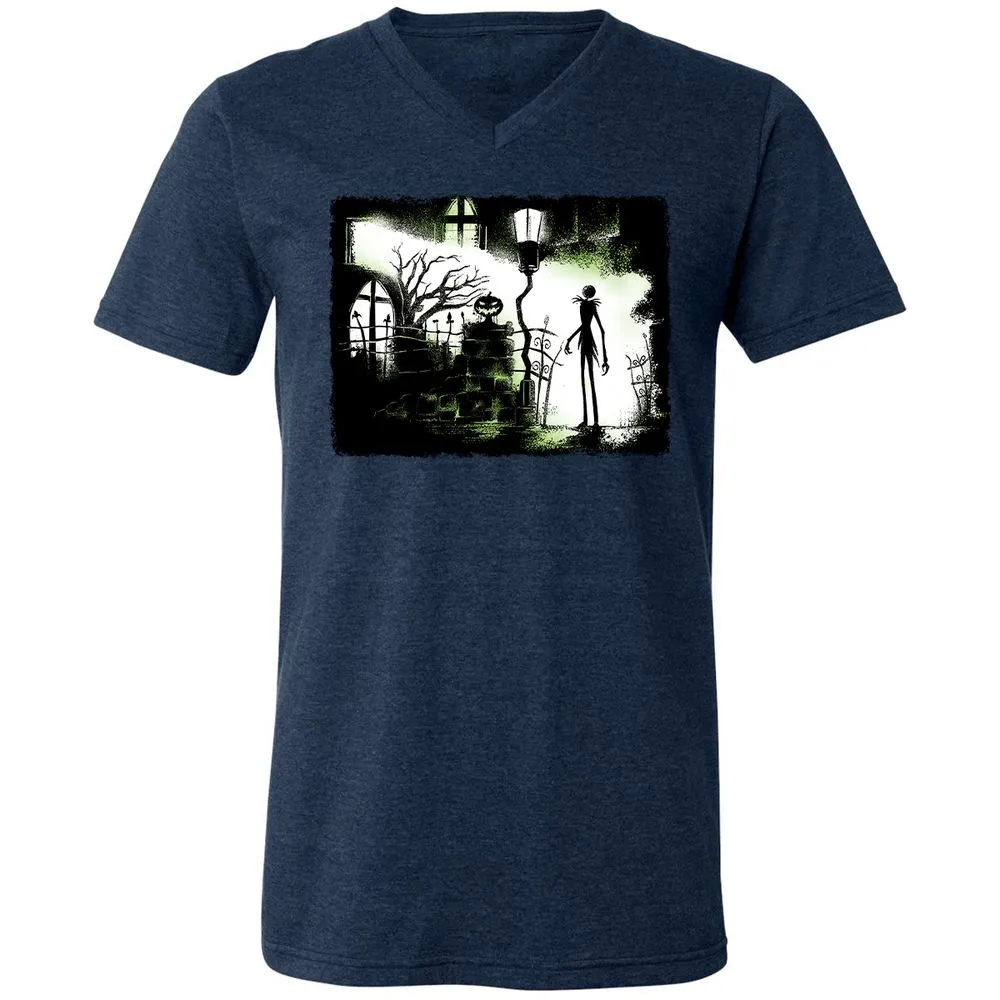 Unisex V-Neck T-Shirt - Black - Heather Navy - 15