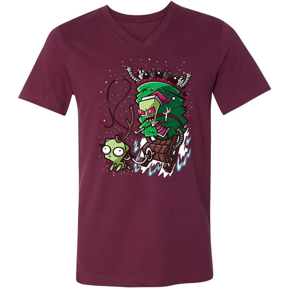 Unisex V-Neck T-Shirt - PCYQ5AK1 - Maroon - 6