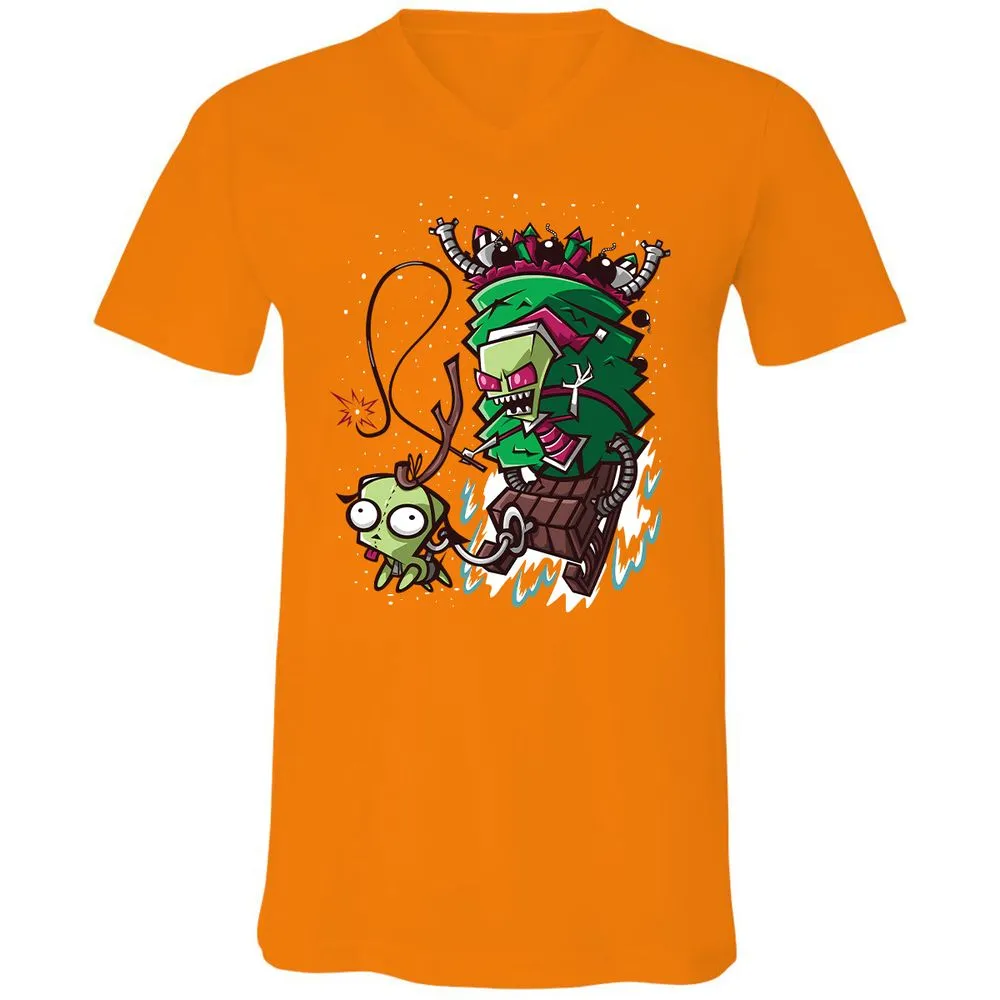 Unisex V-Neck T-Shirt - PCYQ5AK1 - Orange - 11