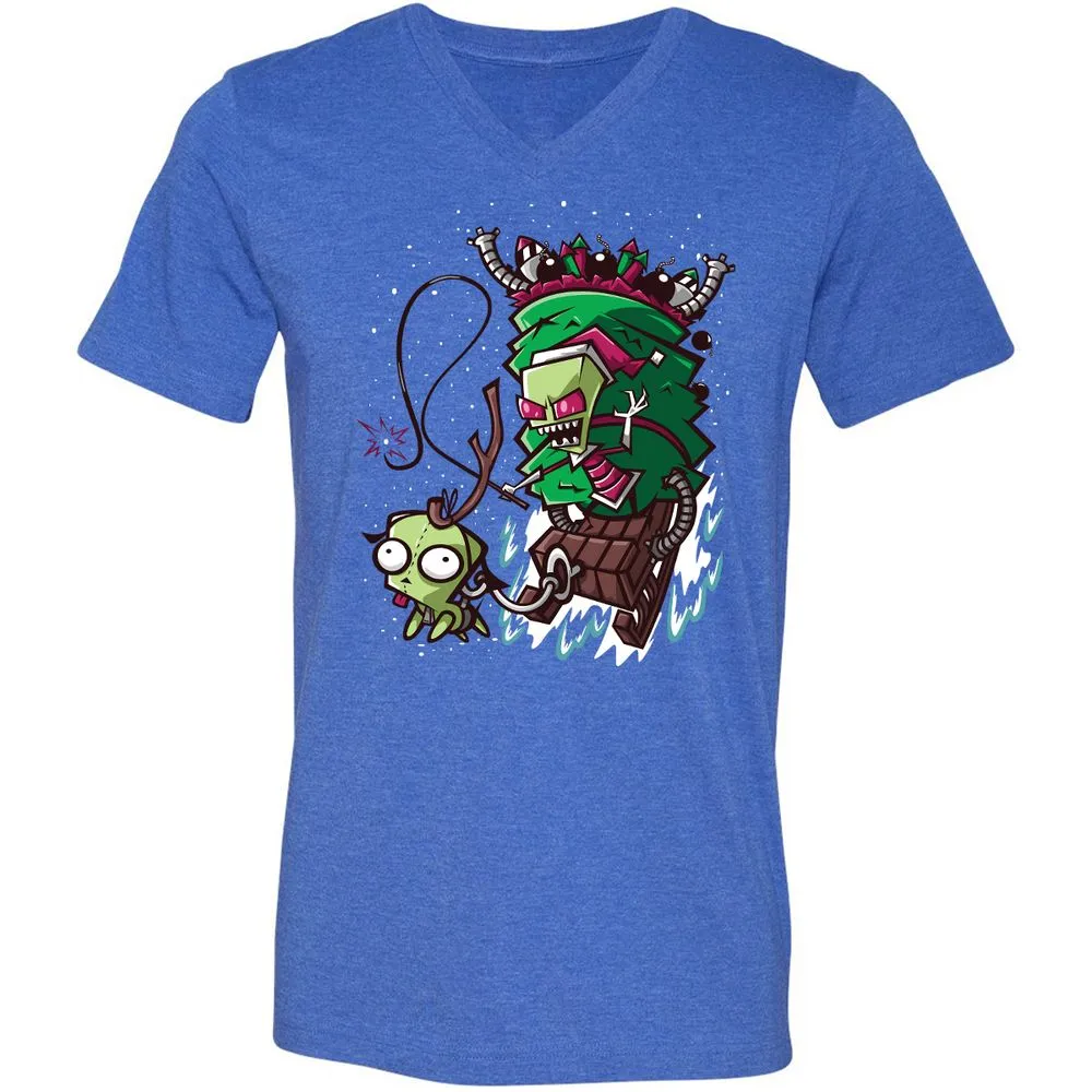 Unisex V-Neck T-Shirt - PCYQ5AK1 - Heather True Royal - 14