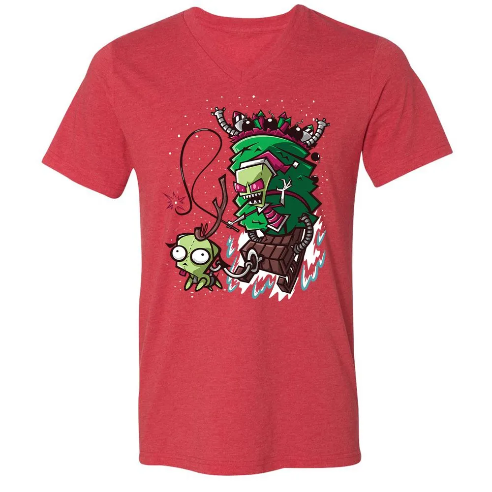 Unisex V-Neck T-Shirt - PCYQ5AK1 - Heather Red - 16