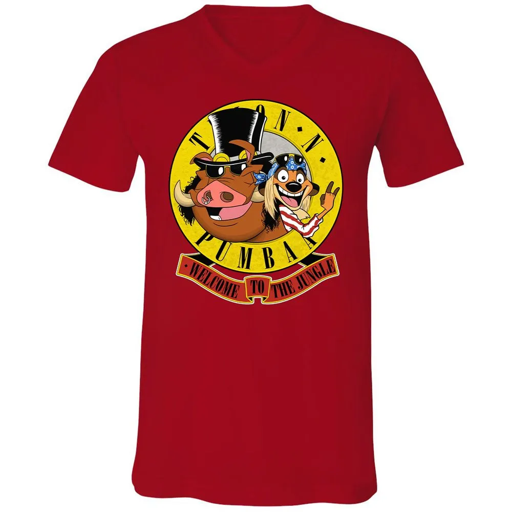 Unisex V-Neck T-Shirt - Black - Red - 3