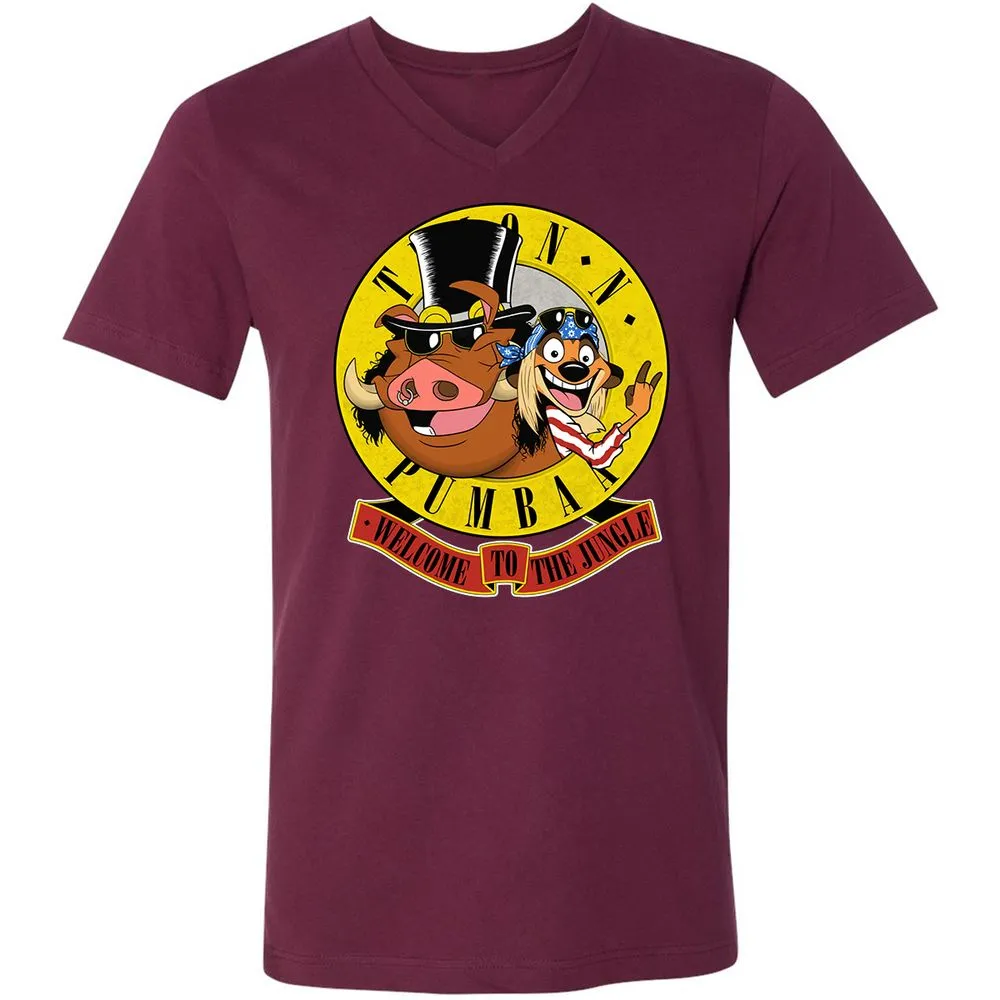 Unisex V-Neck T-Shirt - Black - Maroon - 6