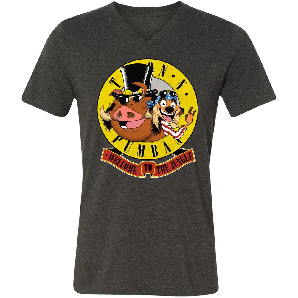Unisex V-Neck T-Shirt - Black - Dark Grey Heather - 8