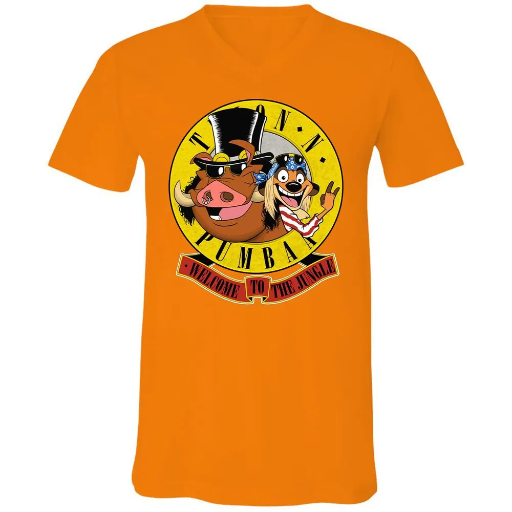 Unisex V-Neck T-Shirt - Black - Orange - 11