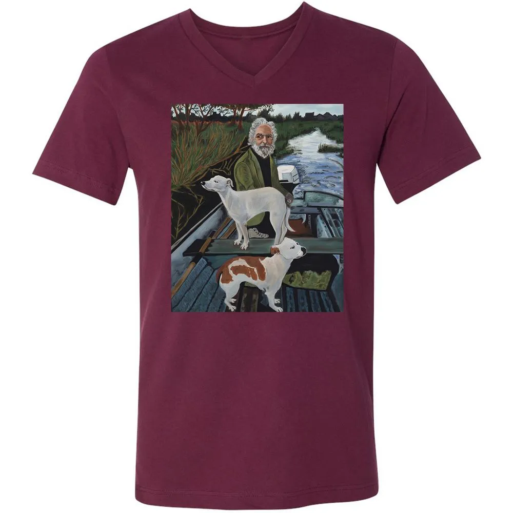 Unisex V-Neck T-Shirt - GQHE6N7J - Maroon - 6