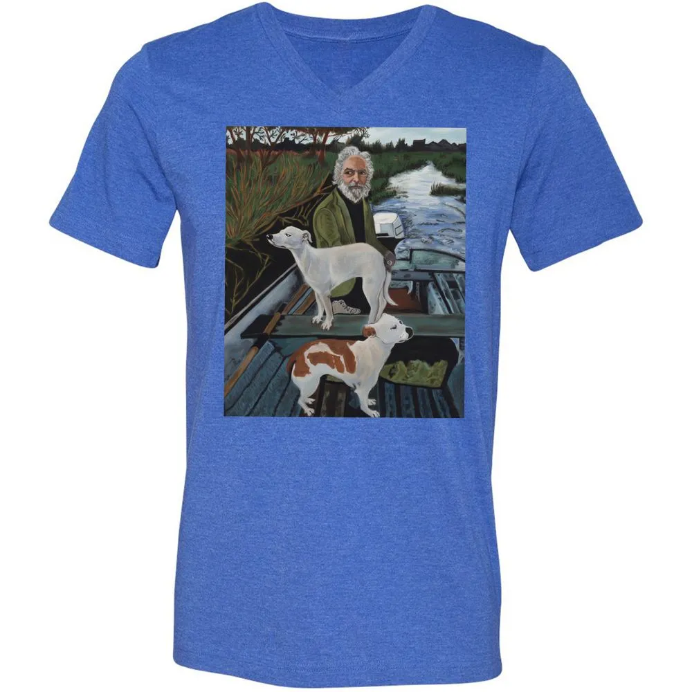 Unisex V-Neck T-Shirt - GQHE6N7J - Heather True Royal - 14