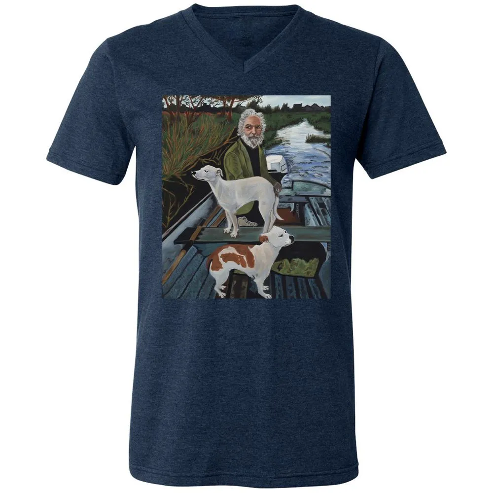 Unisex V-Neck T-Shirt - GQHE6N7J - Heather Navy - 15