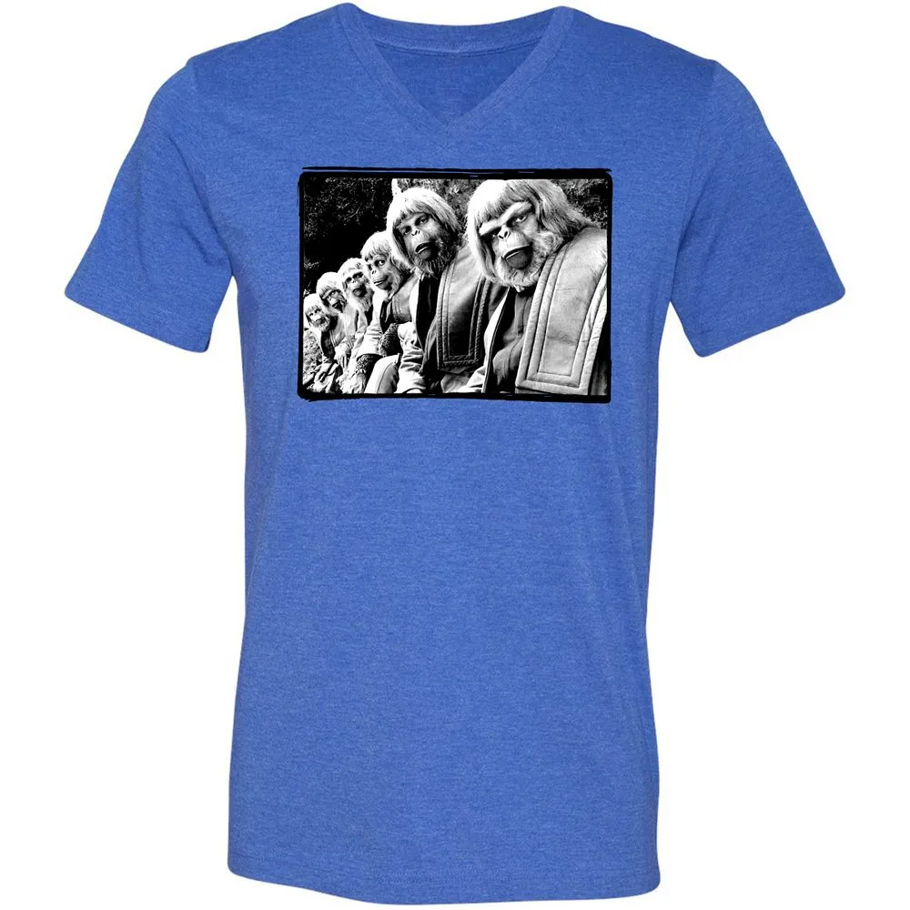 Unisex V-Neck T-Shirt - Z1KHP5M6 - Heather True Royal - 14