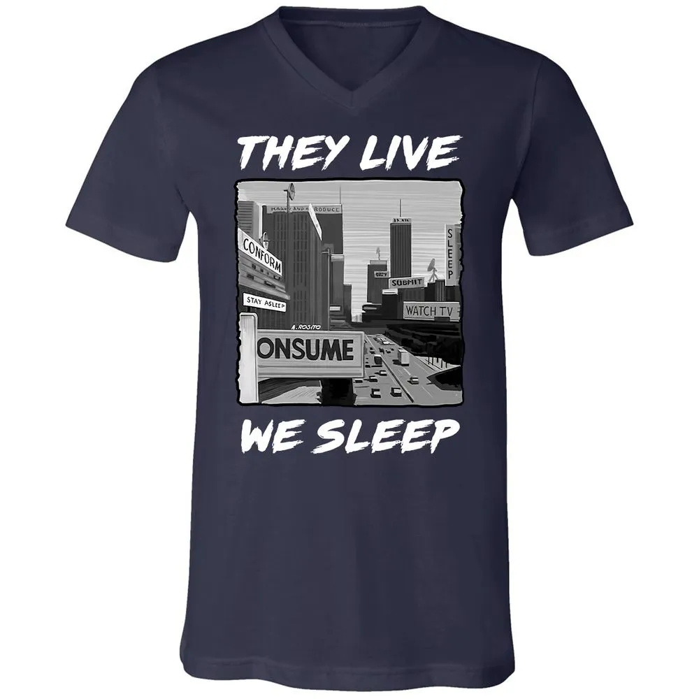 Unisex V-Neck T-Shirt - BELRJUTB - Navy - 2