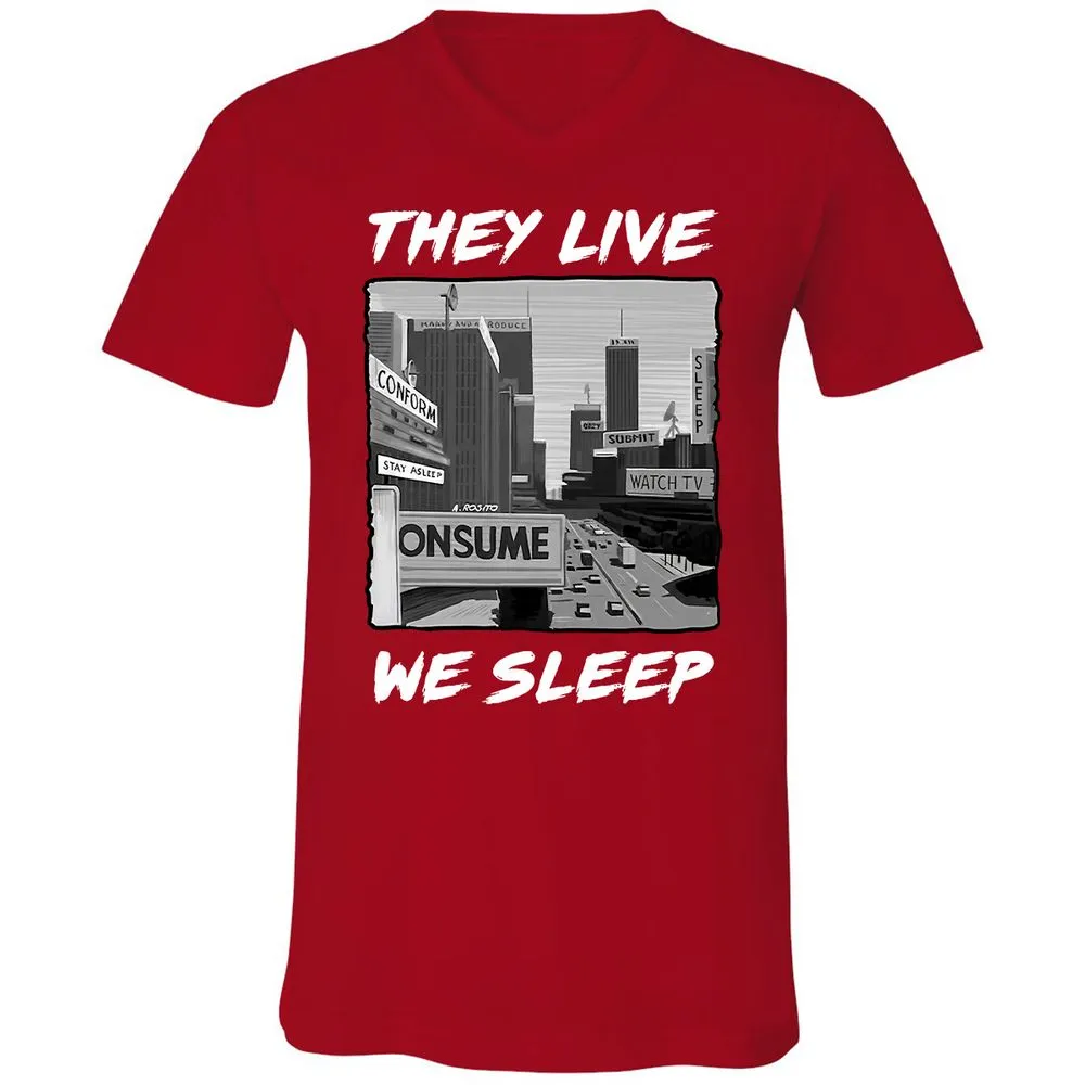 Unisex V-Neck T-Shirt - BELRJUTB - Red - 3