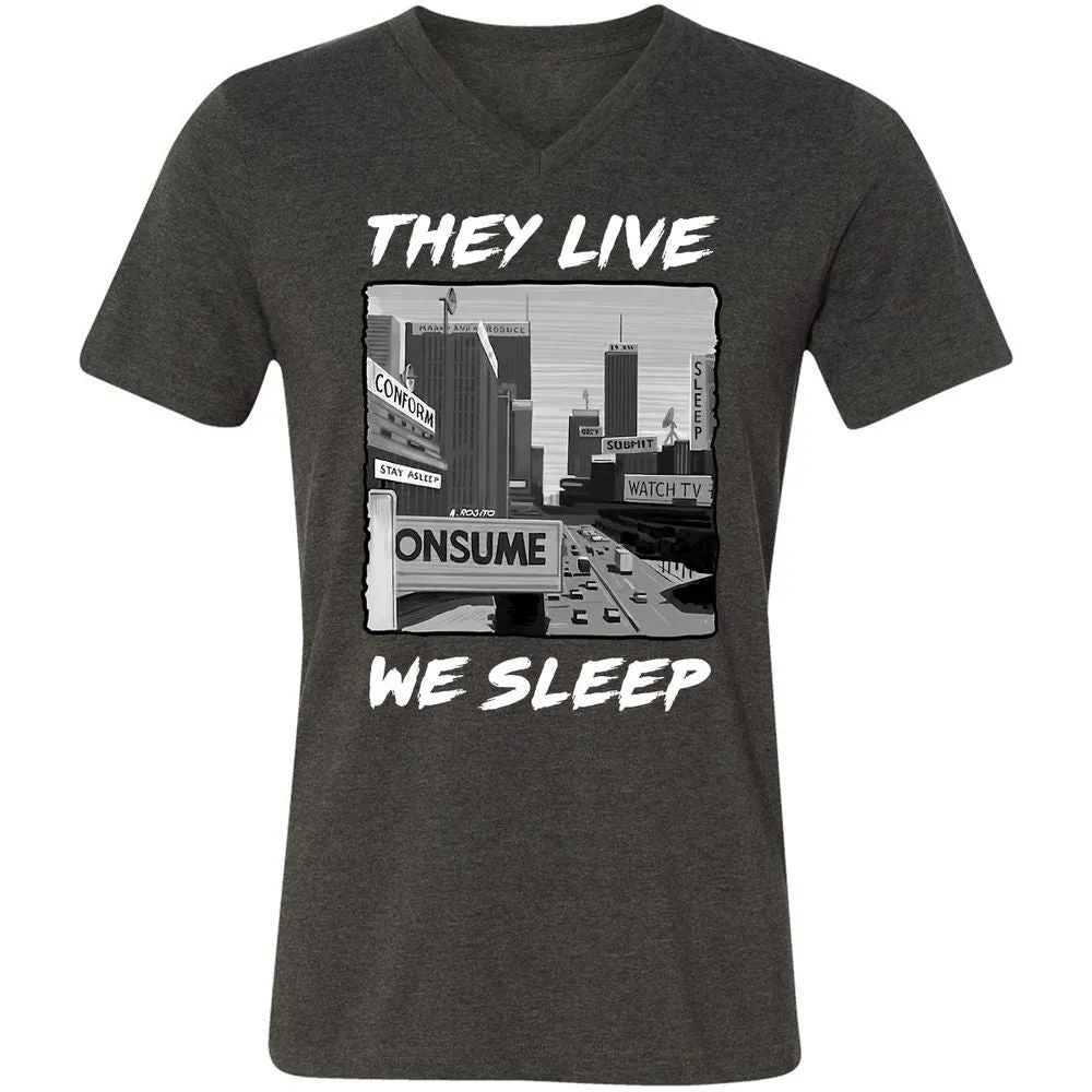 Unisex V-Neck T-Shirt - BELRJUTB - Dark Grey Heather - 8