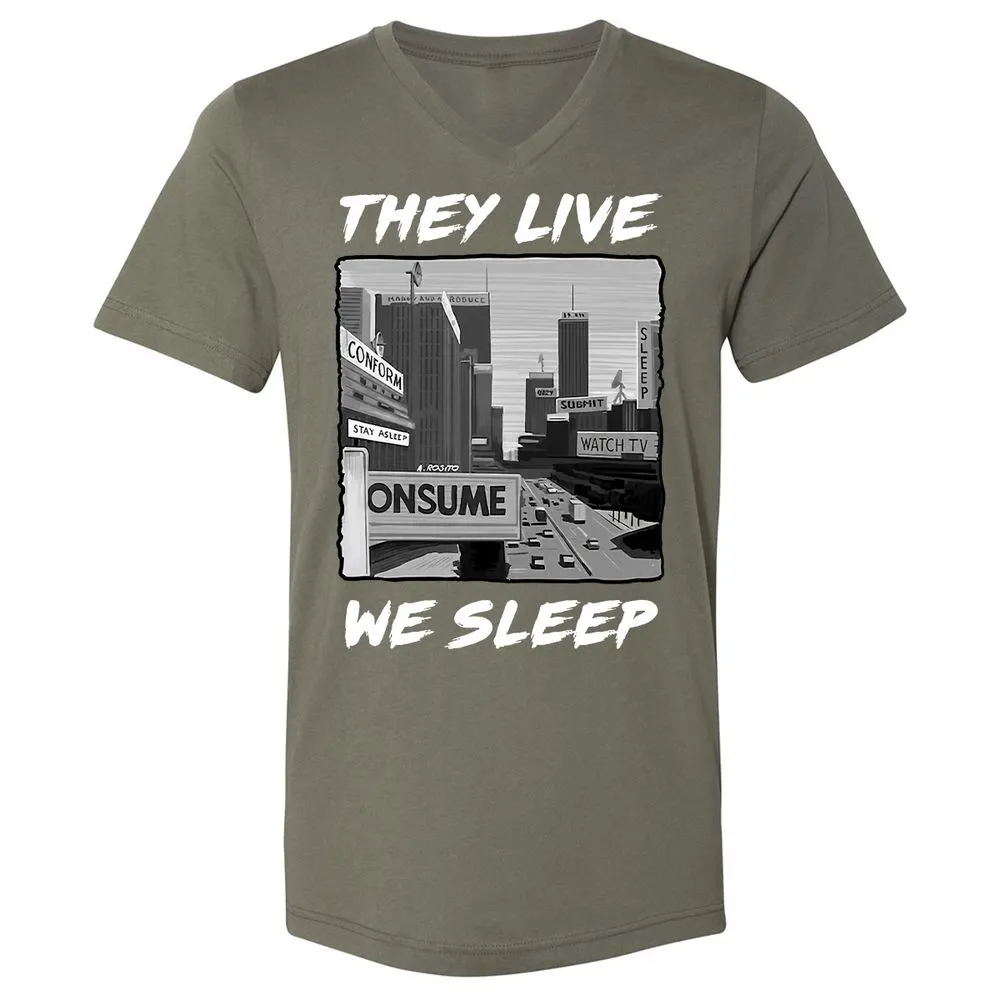 Unisex V-Neck T-Shirt - BELRJUTB - Military Green - 10