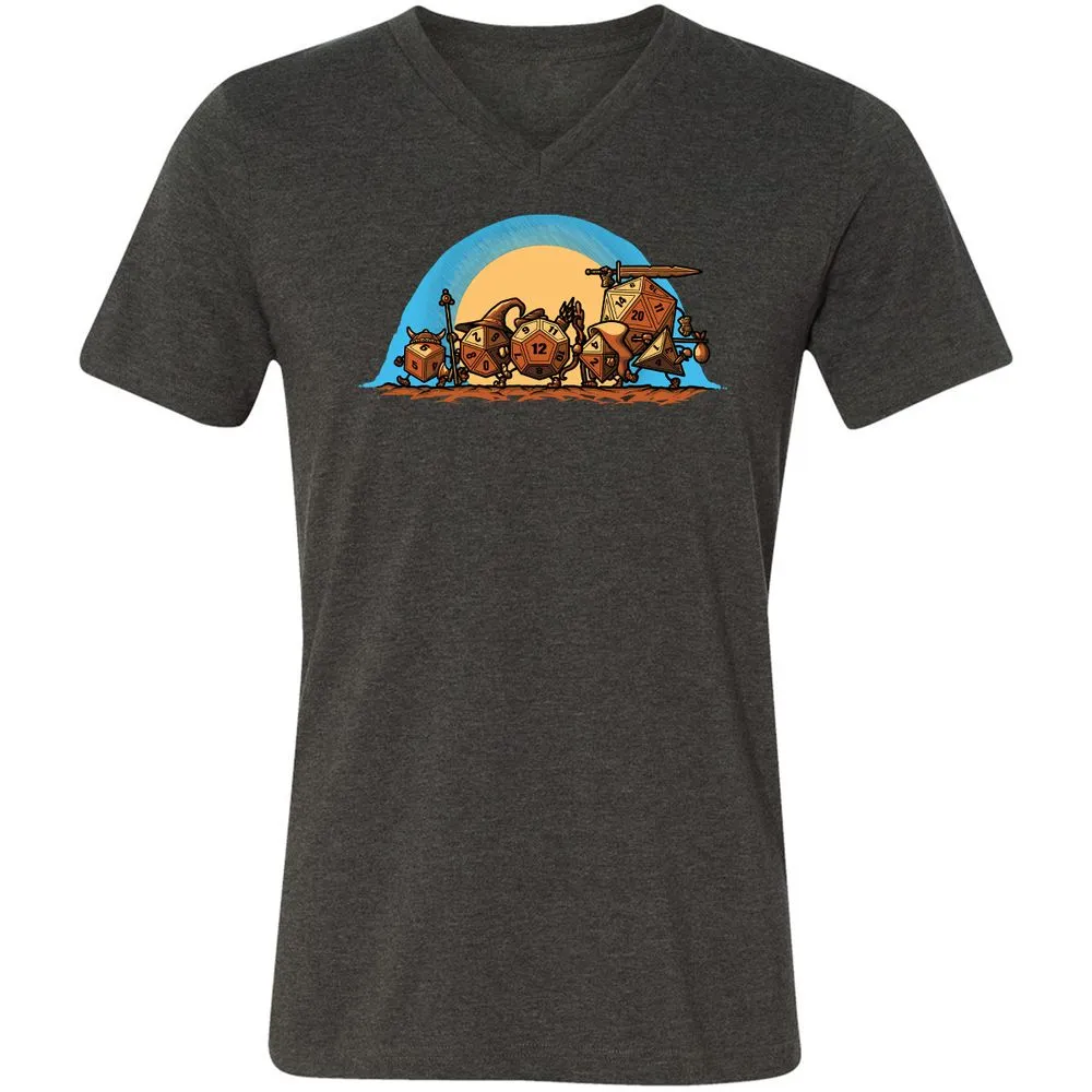 Unisex V-Neck T-Shirt - UDAEVBYL - Dark Grey Heather - 8
