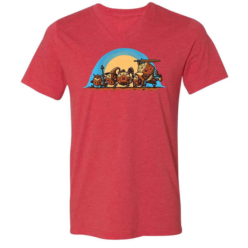 Unisex V-Neck T-Shirt - UDAEVBYL - Heather Red - 16