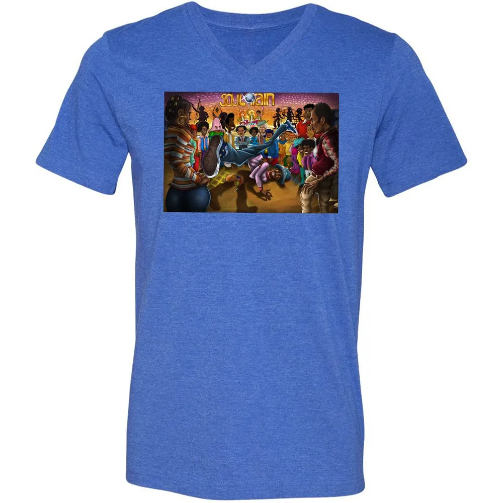Unisex V-Neck T-Shirt - F7JFF4ZY - Heather True Royal - 14
