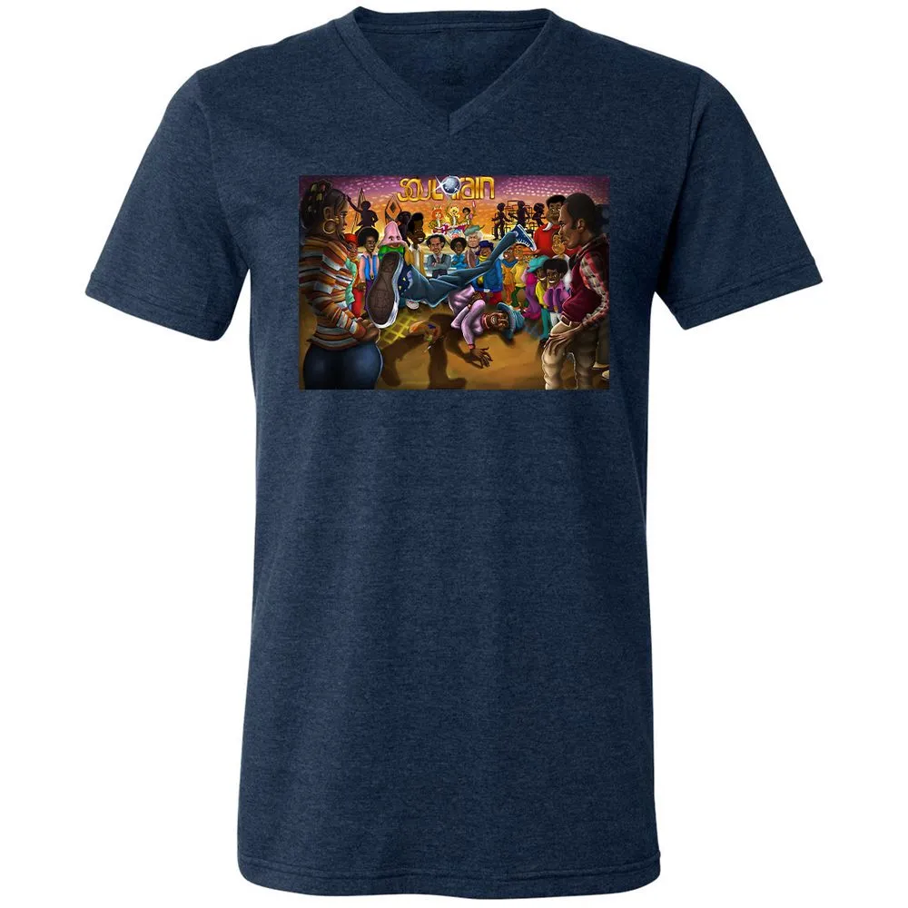 Unisex V-Neck T-Shirt - F7JFF4ZY - Heather Navy - 15