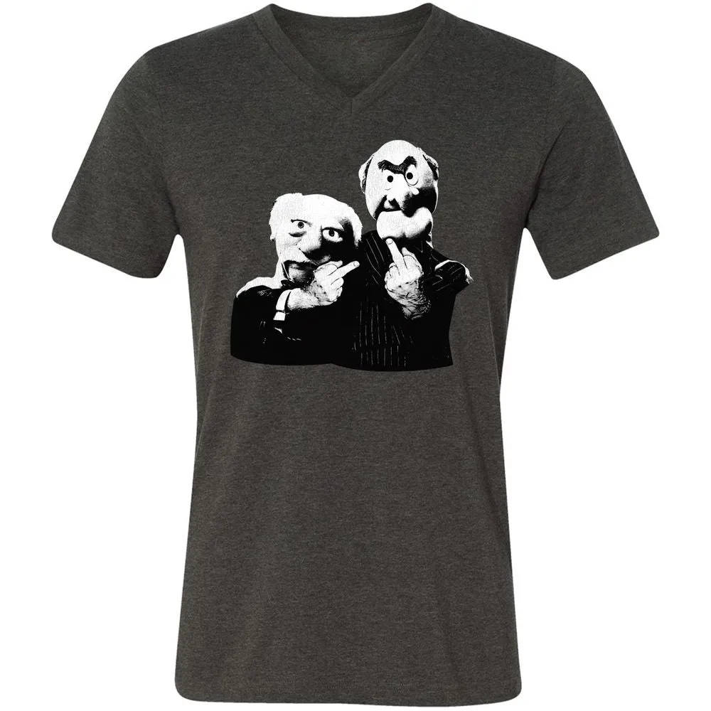 Statler and Waldorf Middle Finger - Dark Grey Heather - 8
