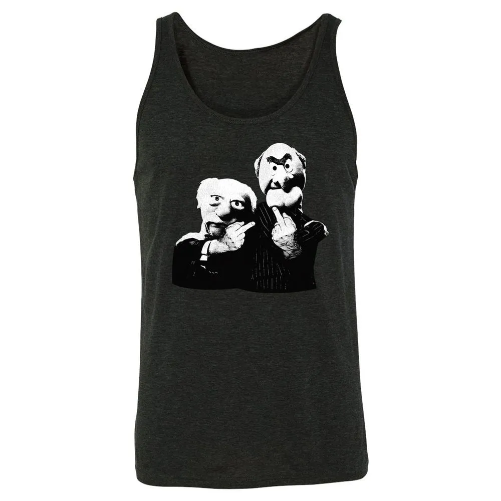 Statler and Waldorf Middle Finger - Charcoal Black Triblend - 5