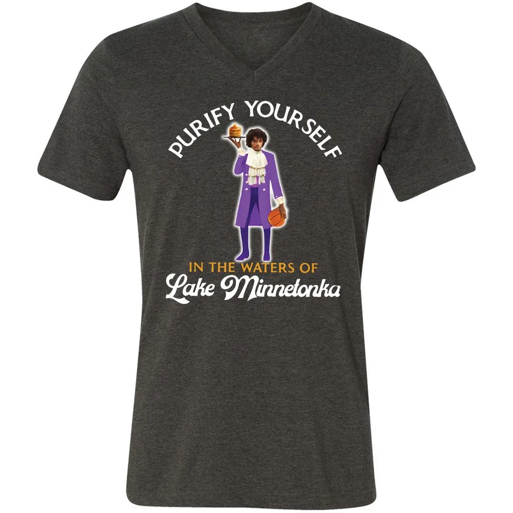 Unisex V-Neck T-Shirt - FKU89SMD - Dark Grey Heather - 8