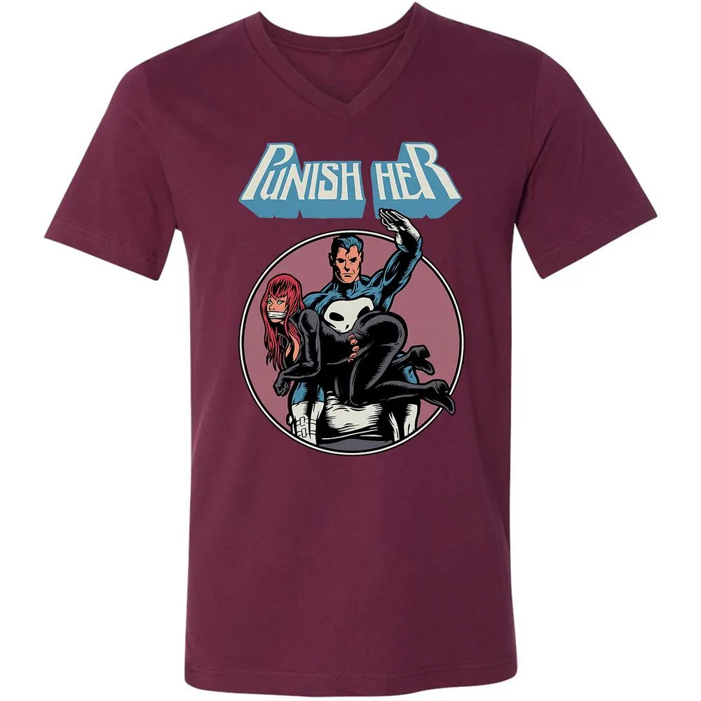Unisex V-Neck T-Shirt - GLFDGG24 - Maroon - 6