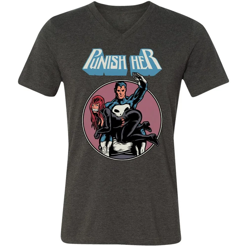 Unisex V-Neck T-Shirt - GLFDGG24 - Dark Grey Heather - 8