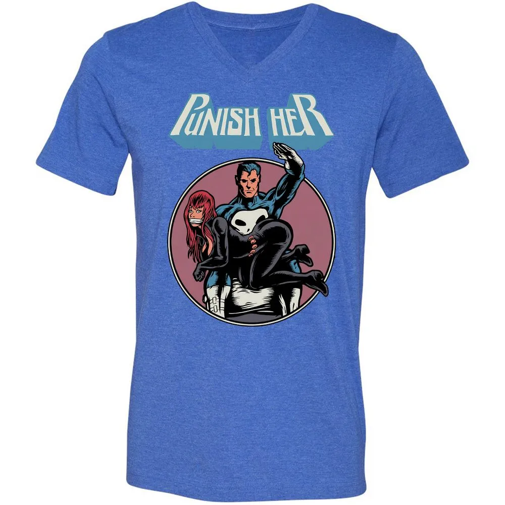 Unisex V-Neck T-Shirt - GLFDGG24 - Heather True Royal - 14