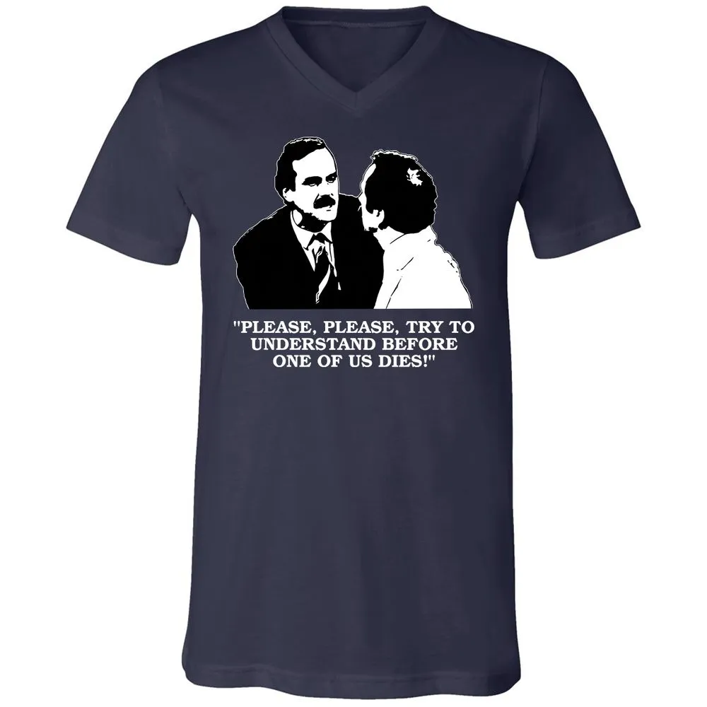 Unisex V-Neck T-Shirt - C82D5U26 - Navy - 2